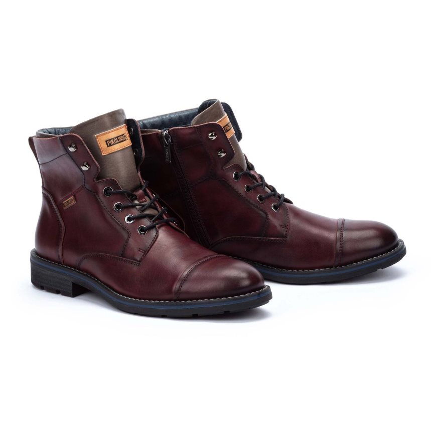 Men's Pikolinos YORK Ankle Boots Dark Red | NZ J02Q573